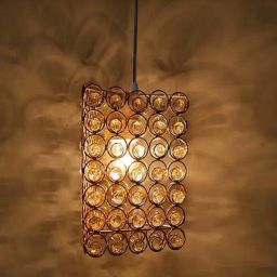 Homesake Gold Metal Glossy Crystal Dual Ring Triangle Hanging Light-image-40
