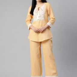 Cottinfab Yellow Cotton Co-Ord Set-8