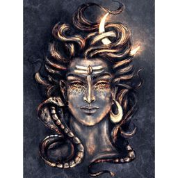 Inephos Black & Grey Lord Shiva Printed Canvas Wall Art-image-76