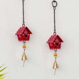ExclusiveLane Red Iron Mini Huts Kutch Decorative Hanging Wind Chimes-image-57