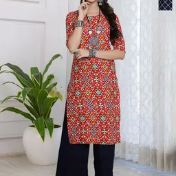 HERE&NOW Women Pack of 2 Geometric Printed Festive Straight Kurtas-image-103