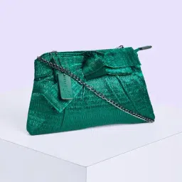 Forever Glam by Pantaloons Green Shimmer Medium Clutch-image-47