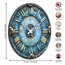 RANDOM Printed Round Shaped Sweep Silent Movement Contemporary Wall Clock image 2