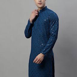 Jompers Men Geometric Embroidered Sequinned Kurta-image-62