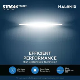 Halonix Streak Square LED Batten Polycarbonate 26 W 6500 K, Cool Day Light (Pack of 2 Pcs) image 4