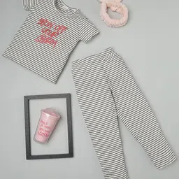 RAINE AND JAINE Girls Striped T-Shirt And Joggers Night suit-image-72