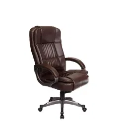 Rose Lucci Leatherette Executive High Back Revolving Office Chair Integrated Lumbar Support Brown-picture-18