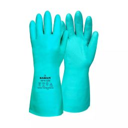 Karam Chemical Resistant Gloves Nitrile Coating Green 15 mil Liner Size L, HS151 (Pack of 12 Pair)-3