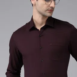 Arrow Men Burgundy Solid Original Slim Fit Pure Cotton Formal Shirt-picture-22