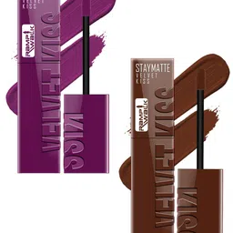Ramp Walk Set Of 2 Velvet Kiss Waterproof Liquid Lipstick - 3.5 ml Each- Wine - Dark Brown-image-31