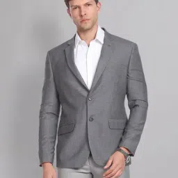 AD by Arvind Light Grey Regular Fit Blazer-image-7