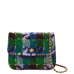 Accessorize London emrata Tweed Green Textured Small Sling Handbag-41