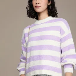 French Connection Round Neck Striped Pullover Sweaters-image-35