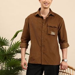 Mast & Harbour Pure Cotton Drop-Shoulder Sleeves Relaxed Fit Corduroy Casual Shirt-image-66
