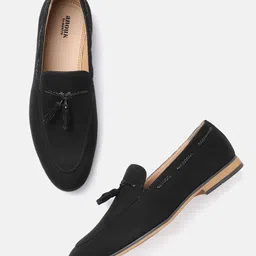 Anouk Men Black Solid Tasseled Handcrafted Loafers-image-34
