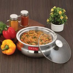 HAZEL Silver Stainless Steel Casserole With Glass Lid (2.5 L)-31