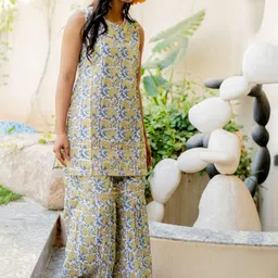 KALINI Floral Printed Straight Kurta With Sharara-image-68