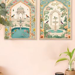 Kotart Brown & Blue 2 Piece Wood Abstract Wall Paintings-picture-30