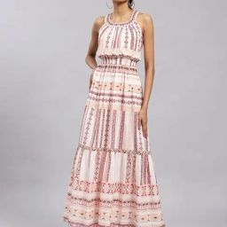 Label Ritu Kumar Light Pink Printed Maxi Dress-image-35