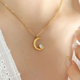 Tipsy closet Gold-Plated American Diamond Stainless Steel Necklace-image-84