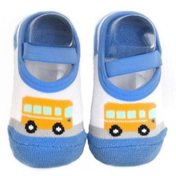 Yellow Bee Bus Anti Skid Socks - Blue-image-63