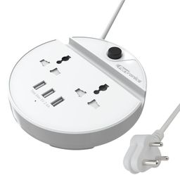 Portronics Power BUN a Surge Protector with 2 AC Outlets and 3 USB Charging Ports Plus a Phone Docking Station-White-picture-17