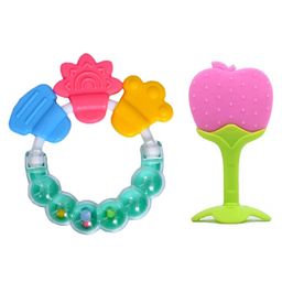 Enorme Apple Fruit Shape Silicone Teether with Round Shape BPA Free Silicone Bell Teether Ring - Multicolour-18