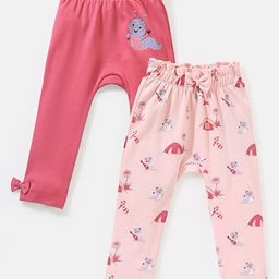 Babyoye Cotton Eco Conscious Full Length Eco Jiva Leggings Tent Print Pack of 2 - Pink-image-23