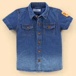 Babyoye 100% Cotton Washed Half Sleeves Denim Shirt - Blue-picture-39