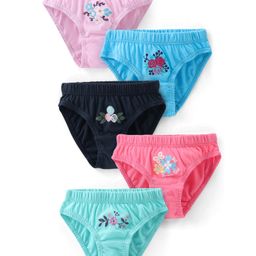 Babyhug 100% Cotton Knit Panties Floral Print Pack of 5 - Multicolor-image-111