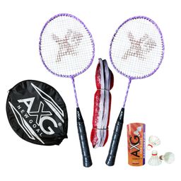 AXG Durable & Stylish Design 2 Racquets with 3 feather shuttles, net and cover Badminton Kit (Purple)-19