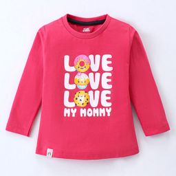 Pink Rabbit Single Jersey Knit Full Sleeves T-Shirt with Text Print - Pink-picture-32