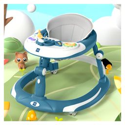 Mee Mee 3 in 1 Baby Walker Rocker and Push Walker For 6-24 Months Baby | 3 Level Adjustable Height, With Detachable Musical Toy Bar & Light | Parental Push Handle, Anti-Rollover Folding Walker For Upto 15kg Baby (Blue)-96