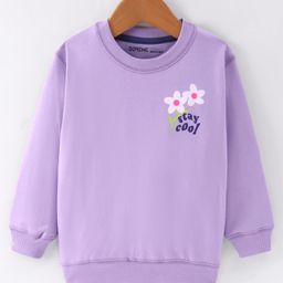 Doreme Terry Knit Full Sleeves Sweatshirt With Front & Back Floral Print - Lilac-picture-26