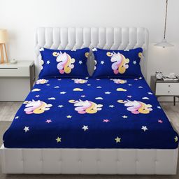 FRESH FROM LOOM 144 TC Cartoon Printed Microfiber Double Bedsheets for Kids with 2 Pillow Cover, Size - 90x95 Inches, Dinosaur Blue Design-picture-14