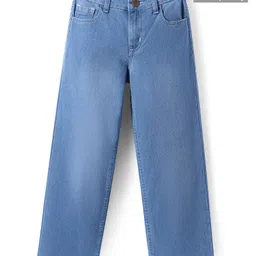 Pine Kids Woven Full Length Solid Washed Denim Jeans - Light Blue-picture-44