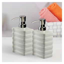 KOOKEE Ceramic Soap Dispenser for handwash for Bathroom, Grey, (Set of 2) (10979)-image-10