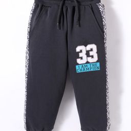 Taeko Looper Knit Full Length Lounge Pants With Sport Text Print - Charcoal Grey-image-53