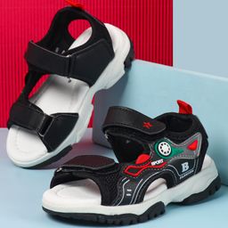 Cute Walk by Babyhug Velcro Closure Sandals With Applique- Black-image-42