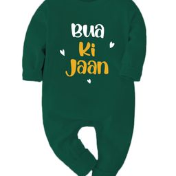 Zeezeezoo 100% Cotton Full Sleeves Bua Ki Jaan Text Printed Romper - Forest Green-image-74
