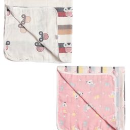 MumsLap Premium Organic Muslin Cotton 6 Layer Gauze Swaddle Wrap / Blanket - Pink & Offwhite-image-94