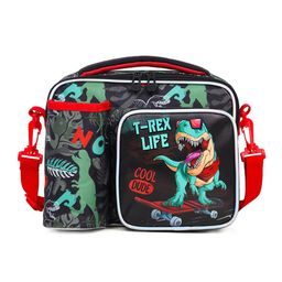 Elecart 3D Printed Insulated Lunch Bag | Thermal Tiffin Storage Box for School, Office & Travel | Durable, Waterproof & Portable with Adjustable Strap (Black Dinosaur Design)-63
