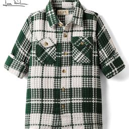Arias 100% Cotton Woven Full Sleeves Checkered Shirt - Green-image-52