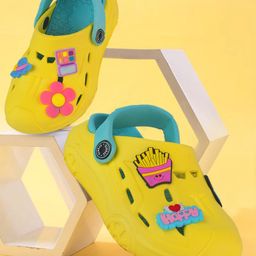 PASSION PETALS Floral & French Fries Applique Detailed Slingback Perforated Clogs - Dark Yellow-image-93