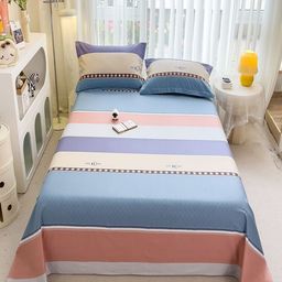 JC HOME Blue & Peach Striped Cotton 220 TC Queen Size Bedsheet Set 1.80 m x 2.30 m-image-94