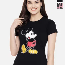Dreambe Women Pack Of 2 Mickey Mouse Graphic Printed Round Neck Cotton T-shirts-image-85
