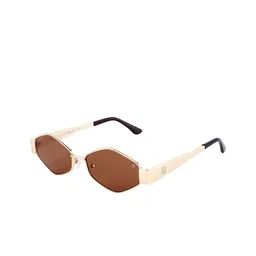 HASHTAG EYEWEAR Women Brown Lens & Gold-Toned Rectangle Sunglasses with-22