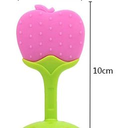 Enorme Apple Fruit Shape Silicone Teether with Round Shape BPA Free Silicone Bell Teether Ring - Multicolour image 4