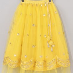 Babyhug Sleeveless Sequinned Choli & Lehenga With Net Dupatta - Yellow image 5
