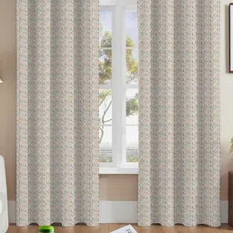 Nefertiti Home White & Red 2 Pieces Abstract Printed Black Out Long Door Curtains-picture-20